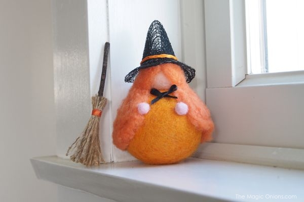 Halloween Pumpkin Witch, Needle Felted : The Magic Onions Shop
