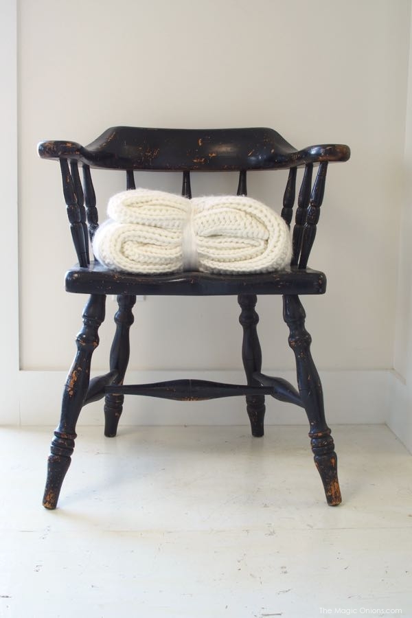 Rustic Chair photo with a knitted blanket