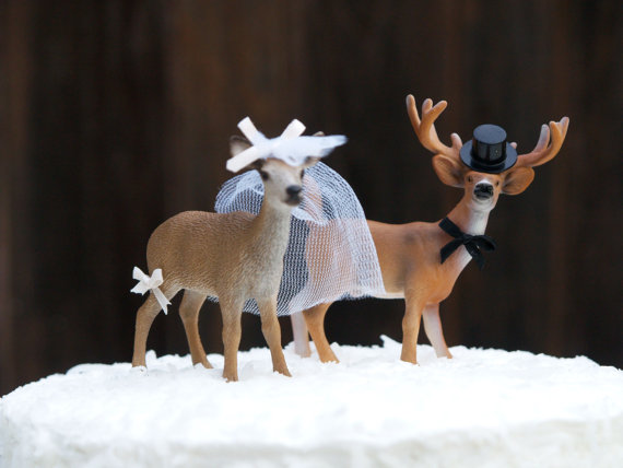 Bride and Groom Deer Wedding Cake Toppers : Fairyfolk Weddings : www.fairyfolkweddings.etsy.com