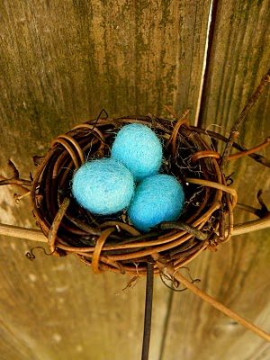 pretty blue robin's nest