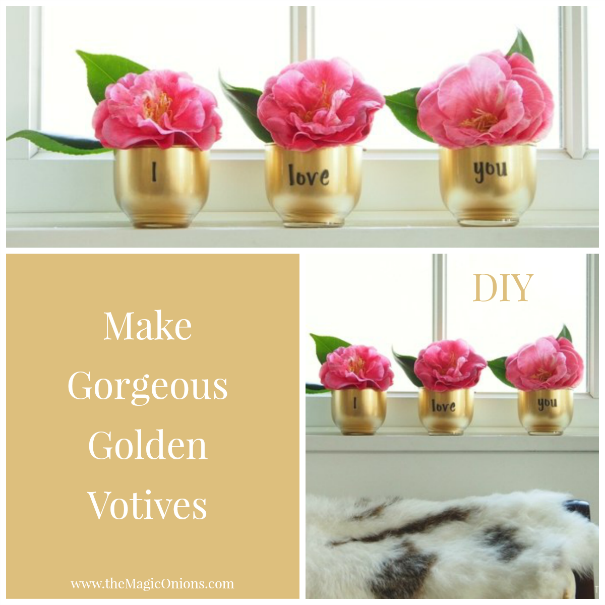 Make gorgeous GOLDEN votives in just a few easy steps with this fun tutorials from The Magic Onions