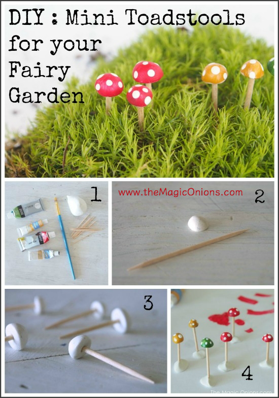 Make adorable mini toadstools for your fairy garden :: DIY tutoiral :: www.theMagicOnions.com