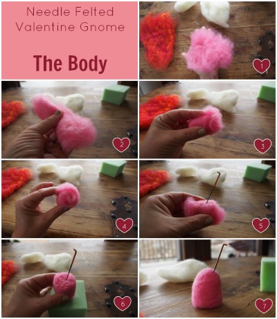 The Body : Needle Felted Valentine Gnome Tutorial :  www.theMagicOnions.com