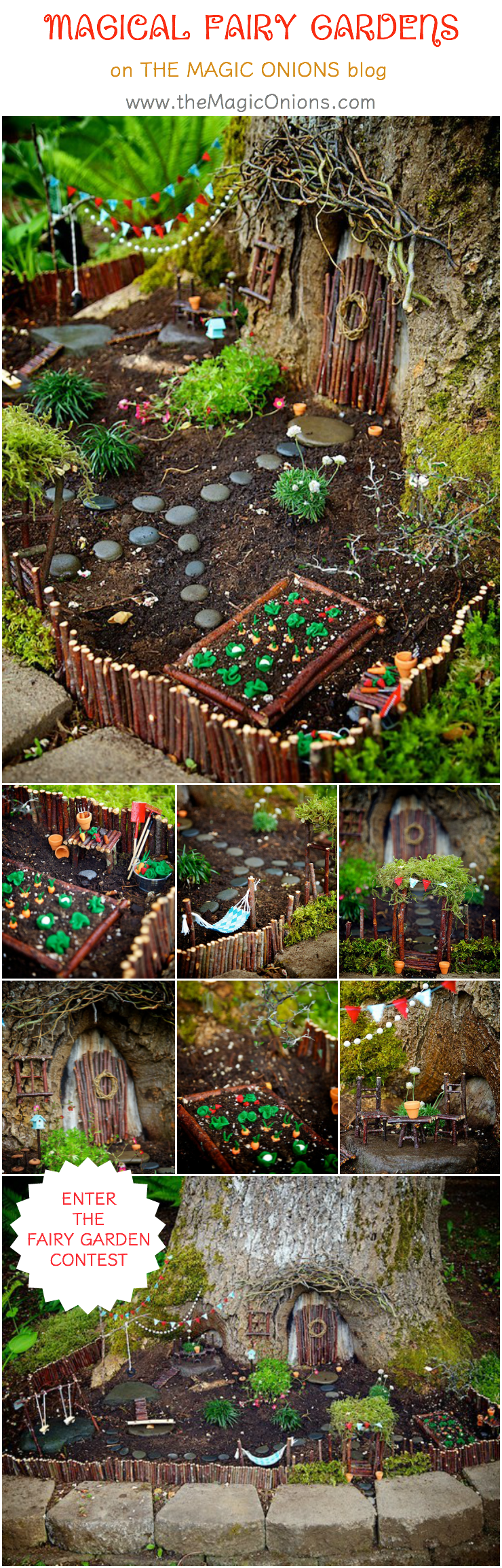 Come and see the most MAGICAL fairy gardens on The Magic Onions blog. This is the winner of the 2105 Fairy Garden Contest. Isn't it delightful!