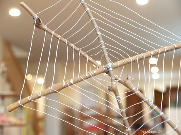 Wire and Stick Spider Web for Halloween : The Magic Onions Blog