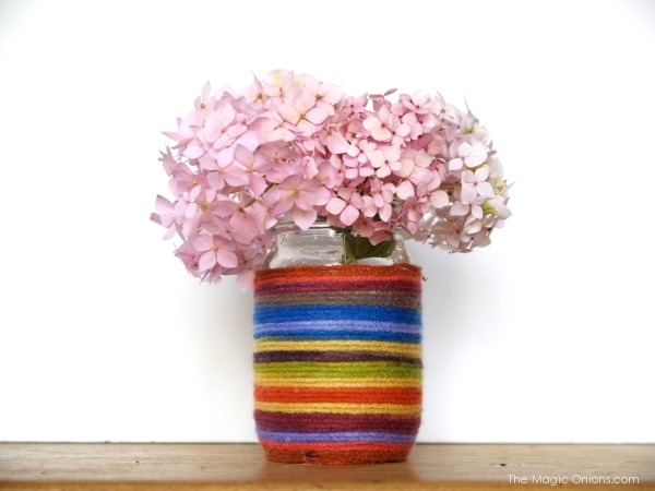 Rainbow Yarn Flower Vase : The Magic Onions : www.theMagicOnions.com