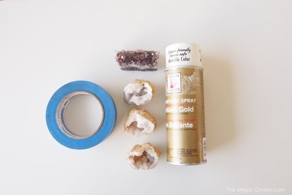 photo of materials to make gold geodes and crystals