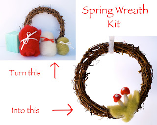 Make a Needle Felted Toadstool Wreath : Tutorial : www.theMagicOnions.com