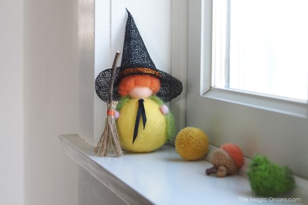 Halloween Pumpkin Witch, Needle Felted : The Magic Onions Shop