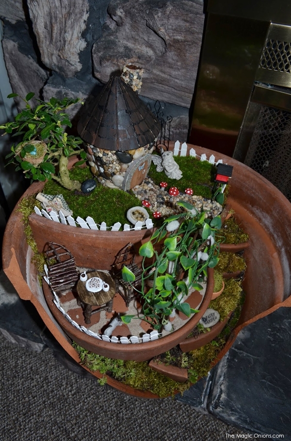Fairy GArden in a Broken Flower Pot : Finalist in the Fariy Garden Contest : www.theMagicOnions.com