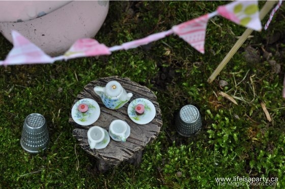 Tea Party in the Fairy Garden : Finalist in the Fairy Garden Contest : www.theMagicOnions.com